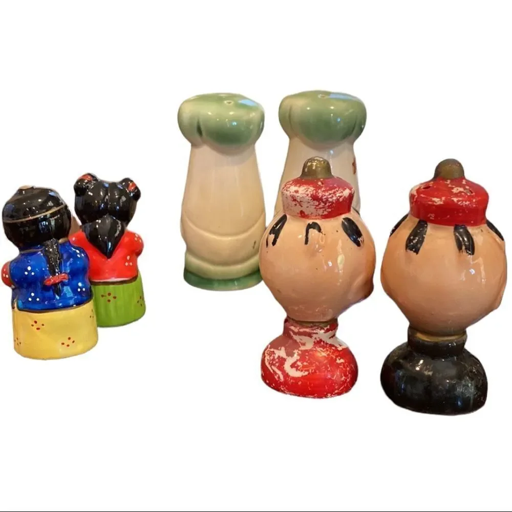 Lot of 3 Sets Vintage Asian Salt and Pepper Shakers